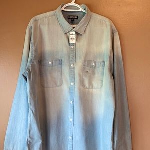 Express Men’s, Button down shirt, Denim color, Size XL.